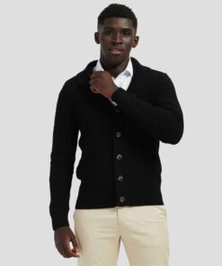 Мъжка Жилетка 10YE6854BLACK Черен Цвят С Отворена V-Образна Яка