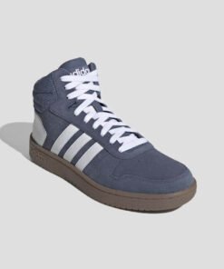 Мъжки Високи Кецове Adidas HOOPS 2.0 MID EE7368 Син Цвят Контрастно Бяло Лого Кафява Подметка
