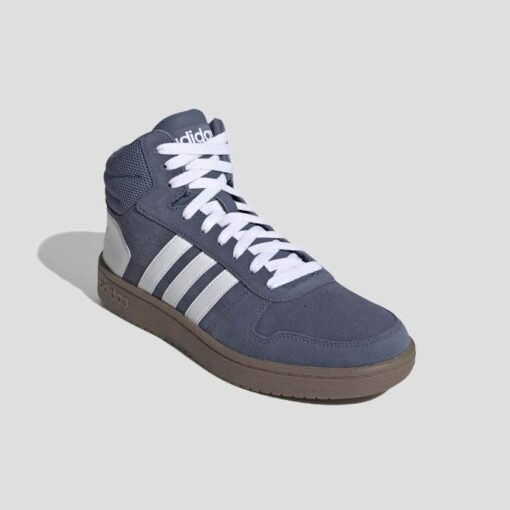 Мъжки Високи Кецове Adidas HOOPS 2.0 MID EE7368 Син Цвят Контрастно Бяло Лого Кафява Подметка