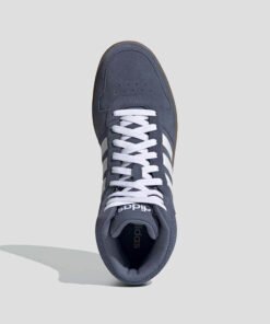 Мъжки Високи Кецове Adidas HOOPS 2.0 MID EE7368 Син Цвят Контрастно Бяло Лого Кафява Подметка
