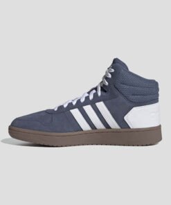 Мъжки Високи Кецове Adidas HOOPS 2.0 MID EE7368 Син Цвят Контрастно Бяло Лого Кафява Подметка