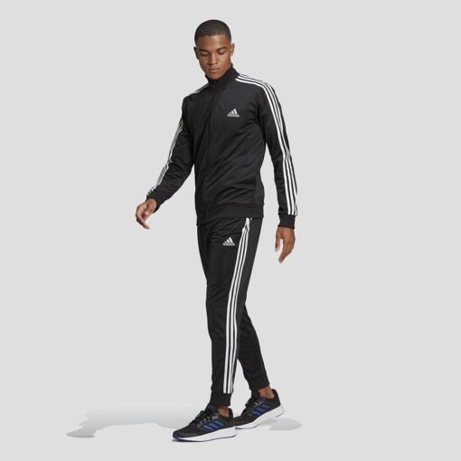 Мъжки Спортен Екип Adidas Primegreen Essentials 3-Stripes Track Suit GK9651 Черен Цвят С Три Бели Ленти Отстрани