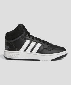 Младежки Кецове Adidas Hoops Mid 3.0 K GW0402 Черен Цвят С Контрастни Бели Ленти - Лого