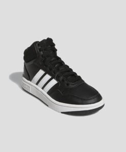 Младежки Кецове Adidas Hoops Mid 3.0 K GW0402 Черен Цвят С Контрастни Бели Ленти - Лого