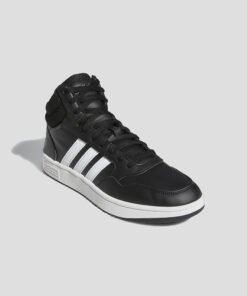 Мъжки Кецове Adidas Hoops 3.0 Mid GW3020 Черен Цвят С Контрастна Бяла Подметка И Лого