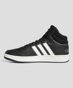 Мъжки Кецове Adidas Hoops 3.0 Mid GW3020 Черен Цвят С Контрастна Бяла Подметка И Лого