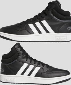 Мъжки Кецове Adidas Hoops 3.0 Mid GW3020 Черен Цвят С Контрастна Бяла Подметка И Лого