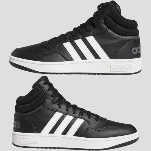 Мъжки Кецове Adidas Hoops 3.0 Mid GW3020 Черен Цвят С Контрастна Бяла Подметка И Лого