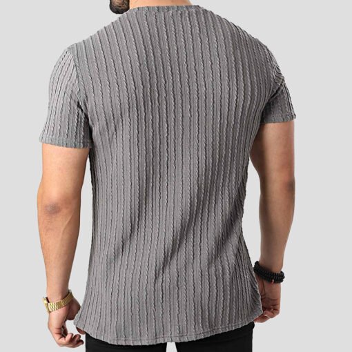 Мъжка Релефна Тениска 1FN-BM1518-1GREY Сив Цвят