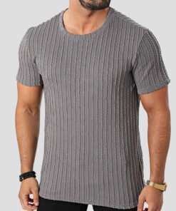 Мъжка Релефна Тениска 1FN-BM1518-1GREY Сив Цвят