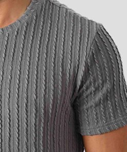 Мъжка Релефна Тениска 1FN-BM1518-1GREY Сив Цвят