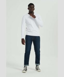 Мъжки Пуловер Yves Enzo 14YE6745W Бял Цвят Шпиц Яка