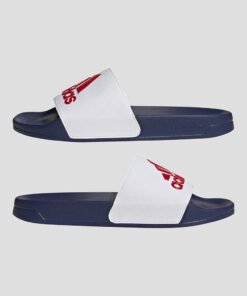 Чехли Adidas Adilette Shower Slides HQ6885 В Син И Бял Цвят С Червено Лого