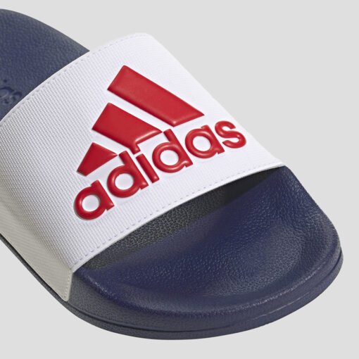 Чехли Adidas Adilette Shower Slides HQ6885 В Син И Бял Цвят С Червено Лого
