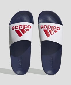 Чехли Adidas Adilette Shower Slides HQ6885 В Син И Бял Цвят С Червено Лого
