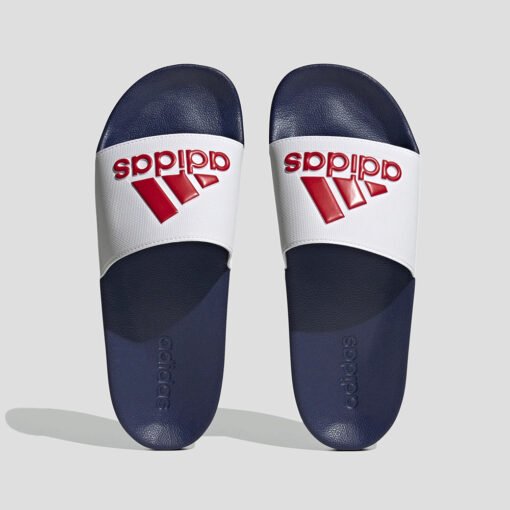 Чехли Adidas Adilette Shower Slides HQ6885 В Син И Бял Цвят С Червено Лого