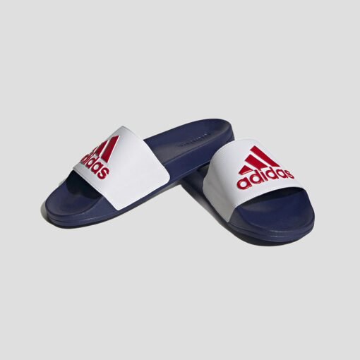 Чехли Adidas Adilette Shower Slides HQ6885 В Син И Бял Цвят С Червено Лого