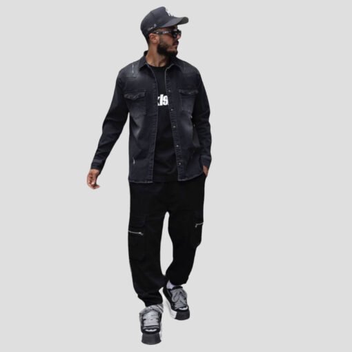 Мъжко Дънково Яке 6BI16372-3419BLACK Черен Цвят